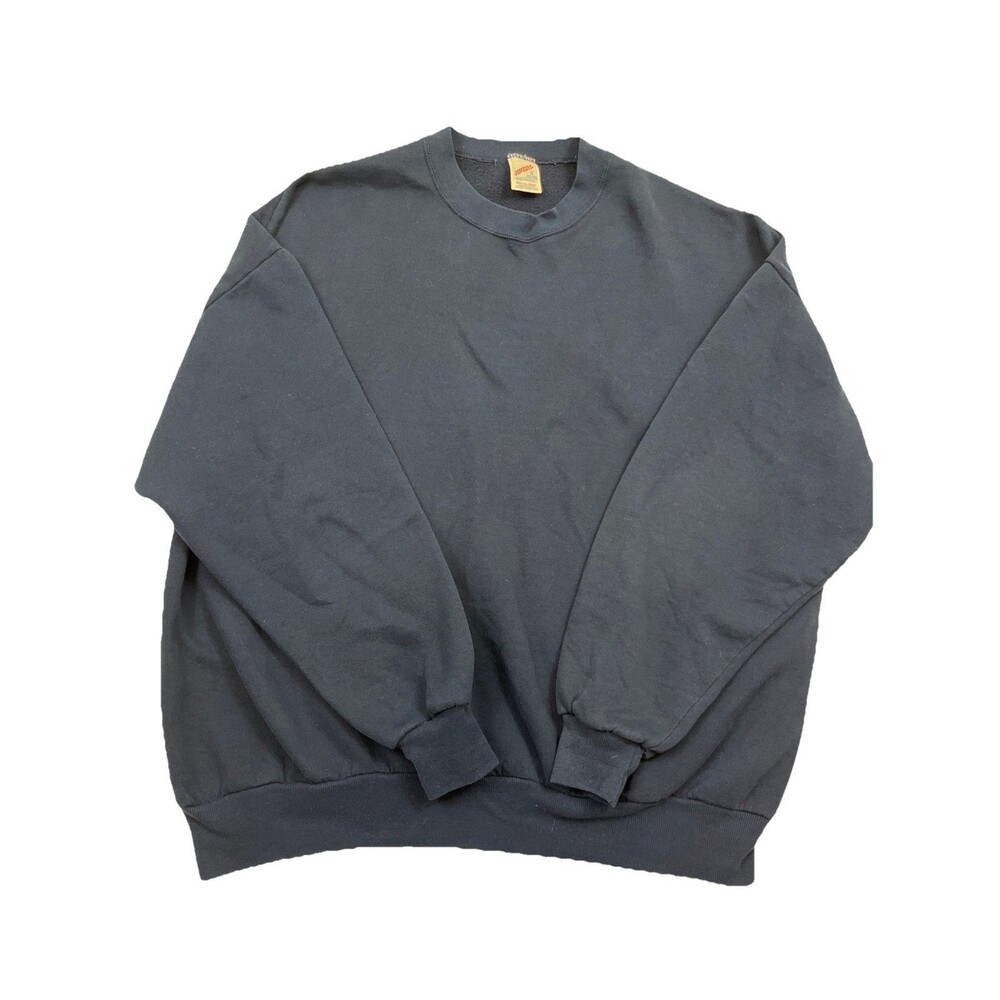 Vintage Jerzees Sweatshirt Mens 3X Blue 90s Blank Crewneck Made In USA